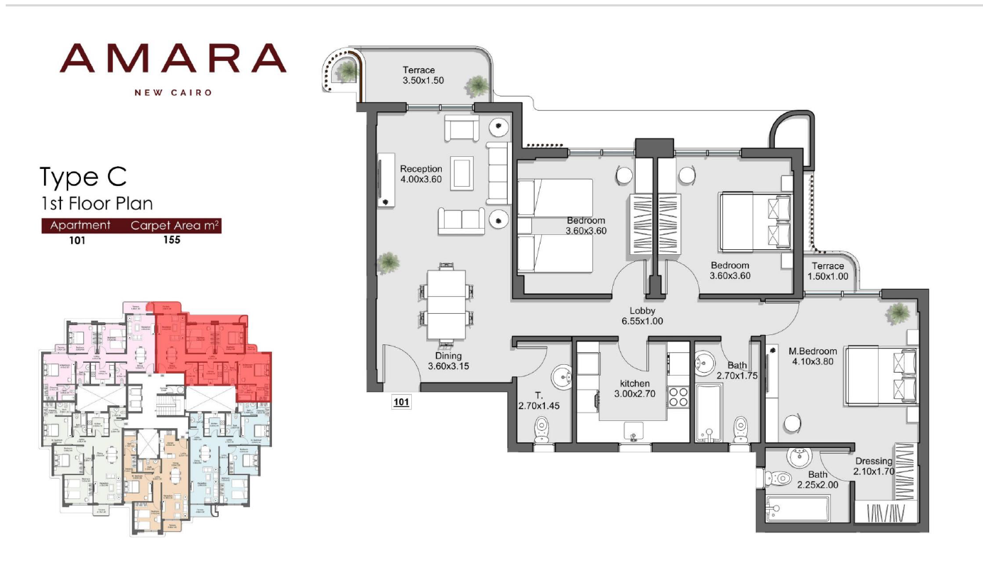 Floor plan for apartment at Amara