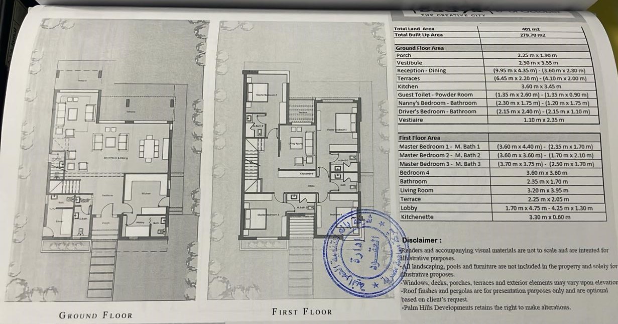 Floor plan for villa at Badya