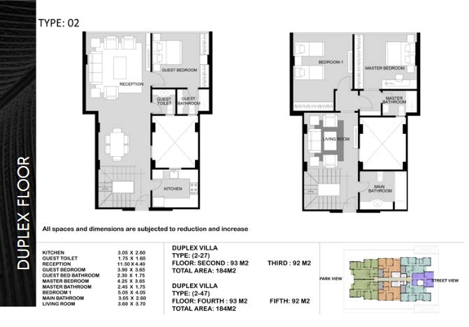 Floor plan for duplex at Sun Capital