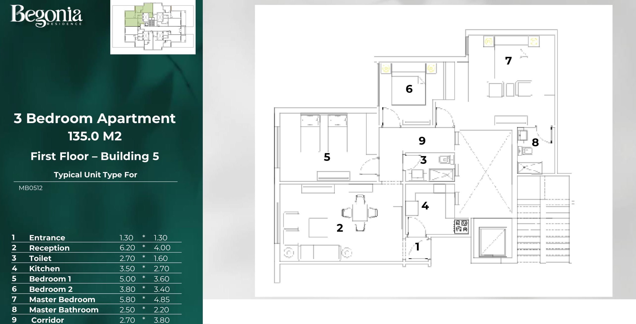 Floor plan for apartment at Begonia Residence