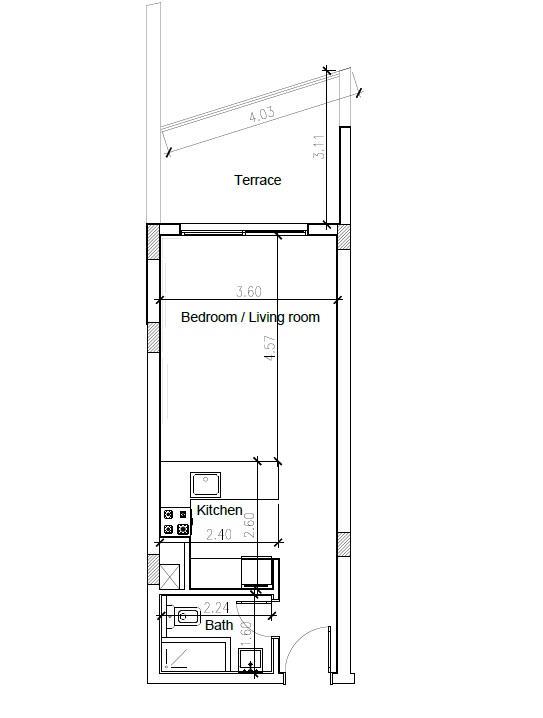 Floor plan for studio at Baymount