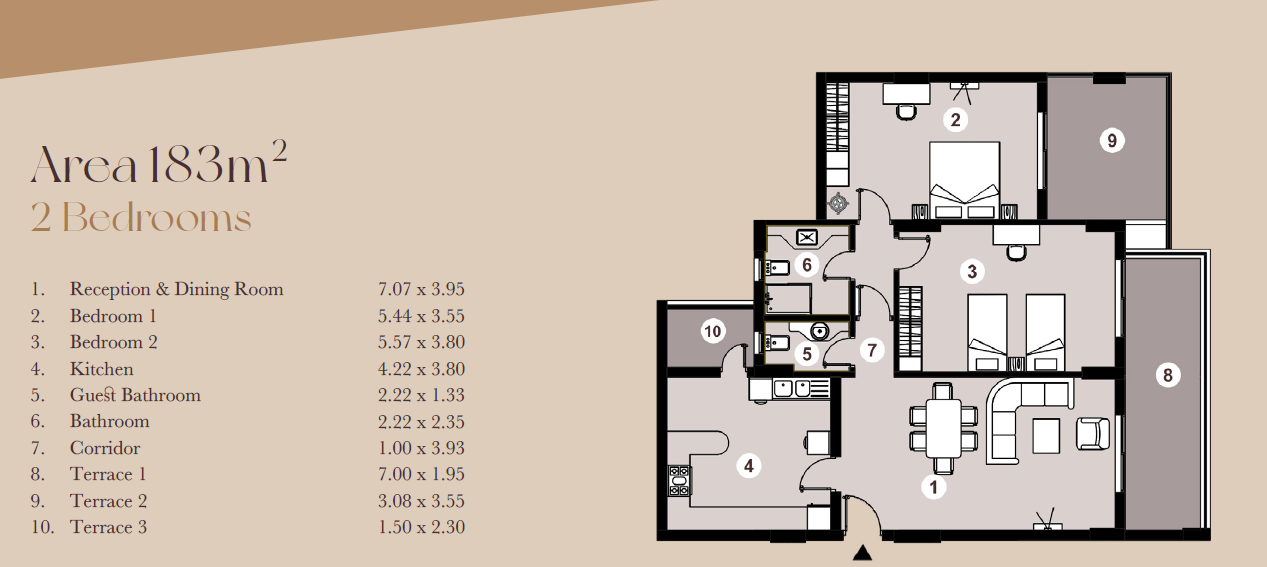 Floor plan for apartment at Downtown New Alamein