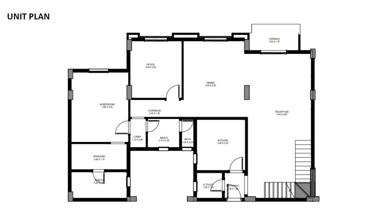 Floor plan for duplex at The Loft