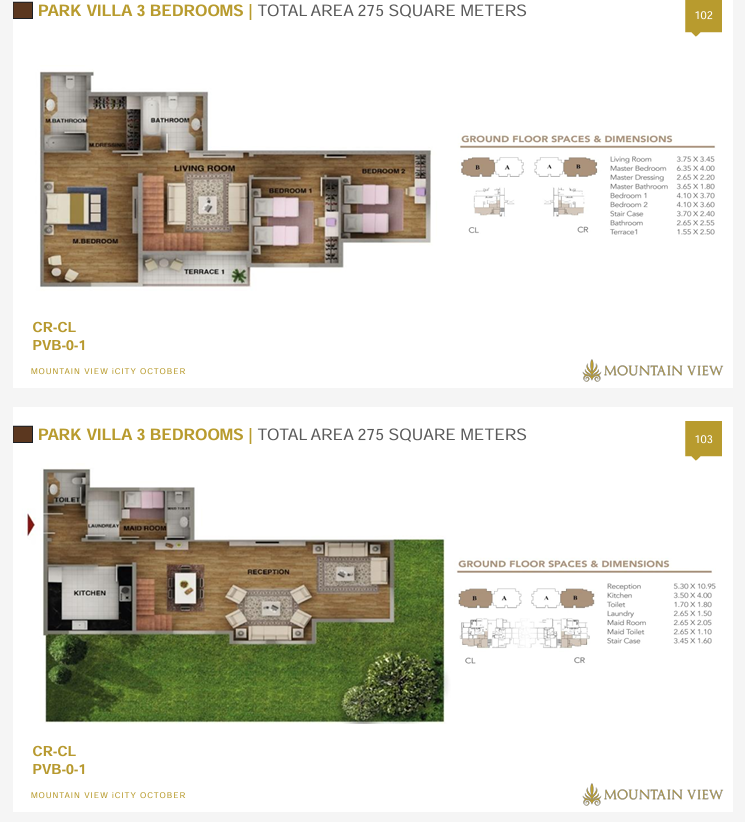 Floor plan for villa at Mountain View iCity October