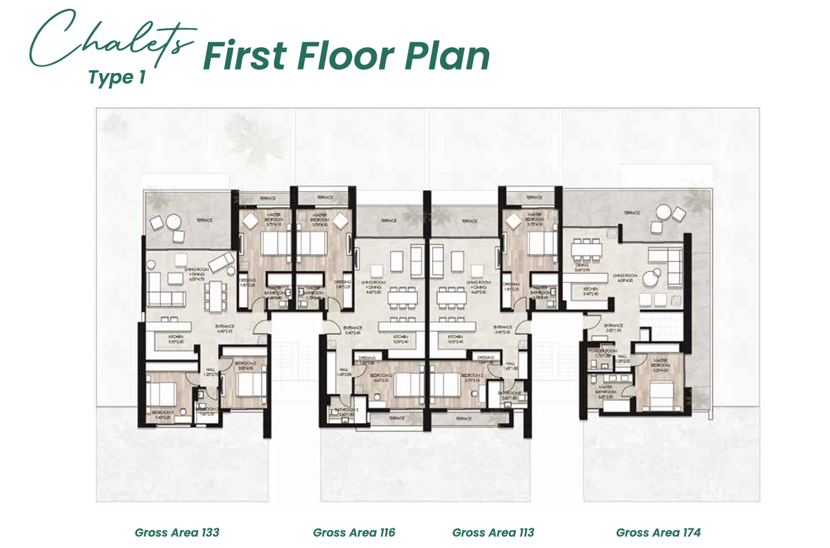 Floor plan for chalet at Il Bayou