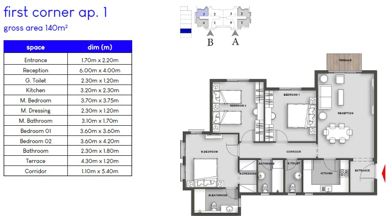 Floor plan for apartment at Mountain View ICity New Cairo