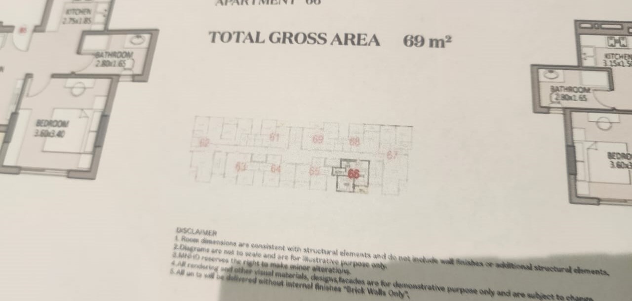 Floor plan for studio at Taj City