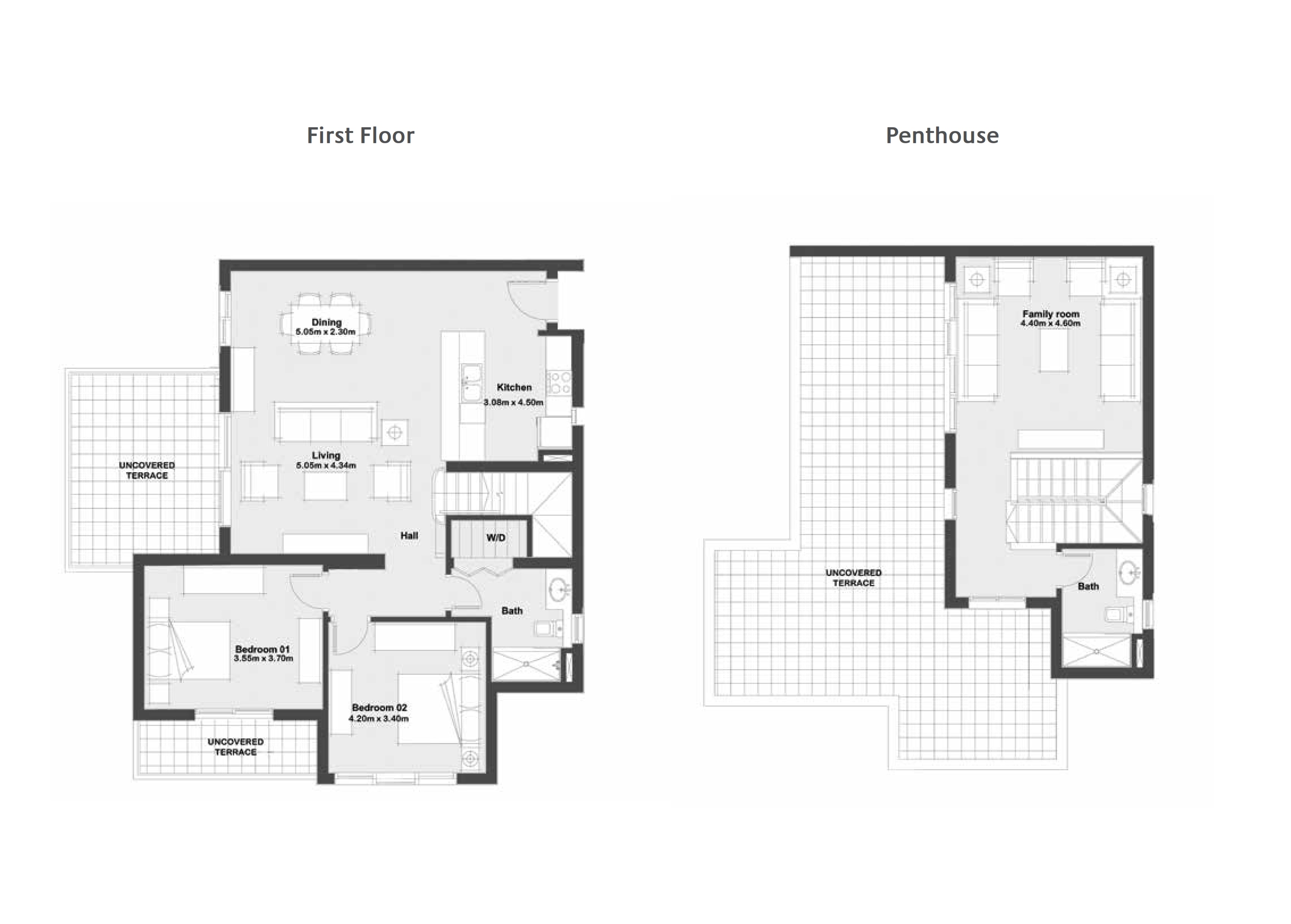 Floor plan for penthouse at Marassi