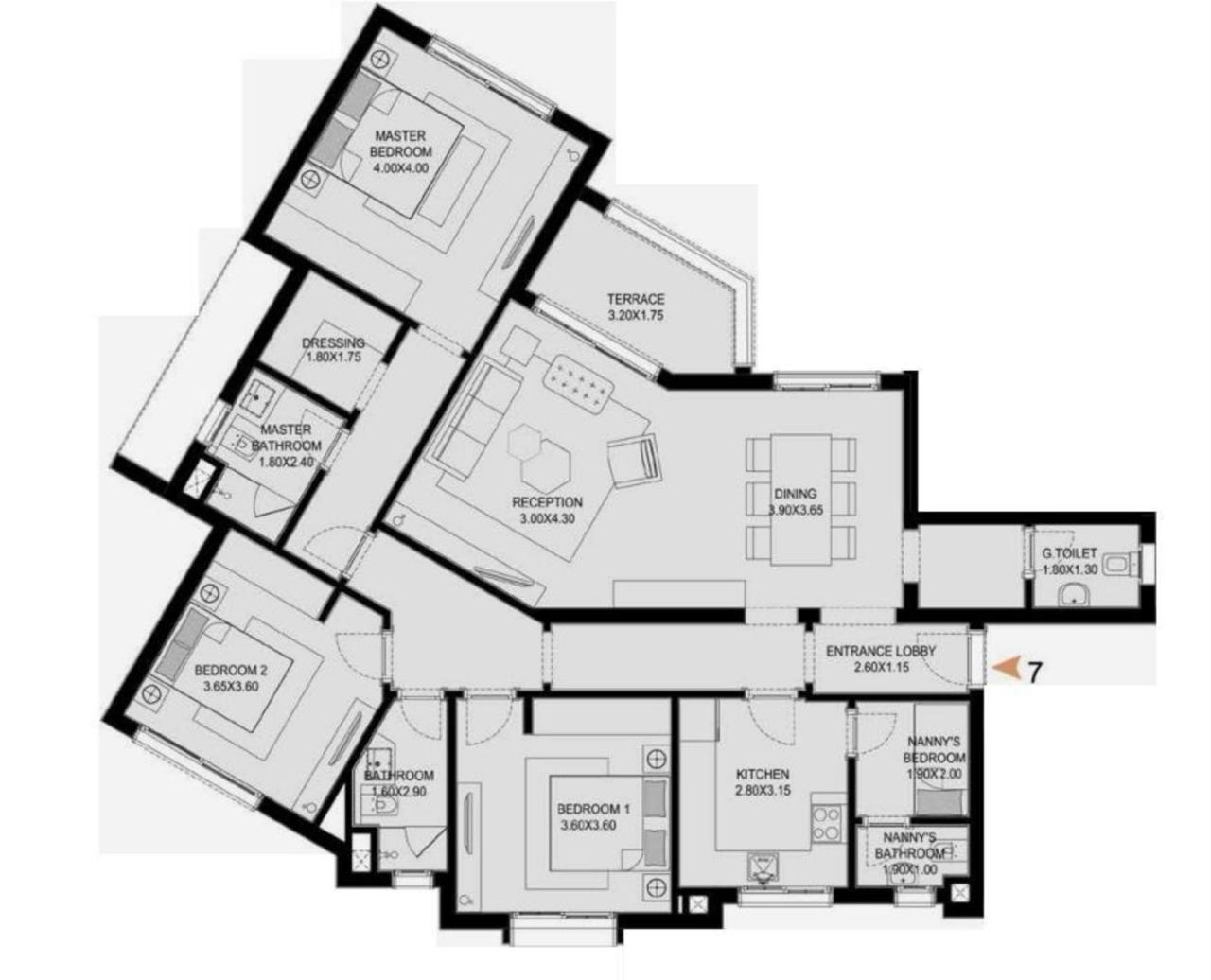 Floor plan for apartment at O West Orascom