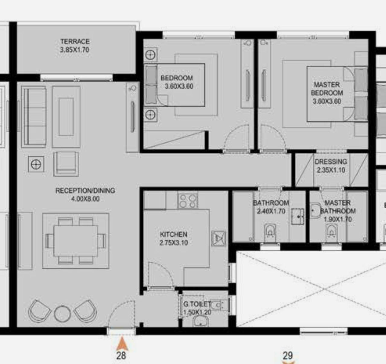 Floor plan for apartment at O West Orascom