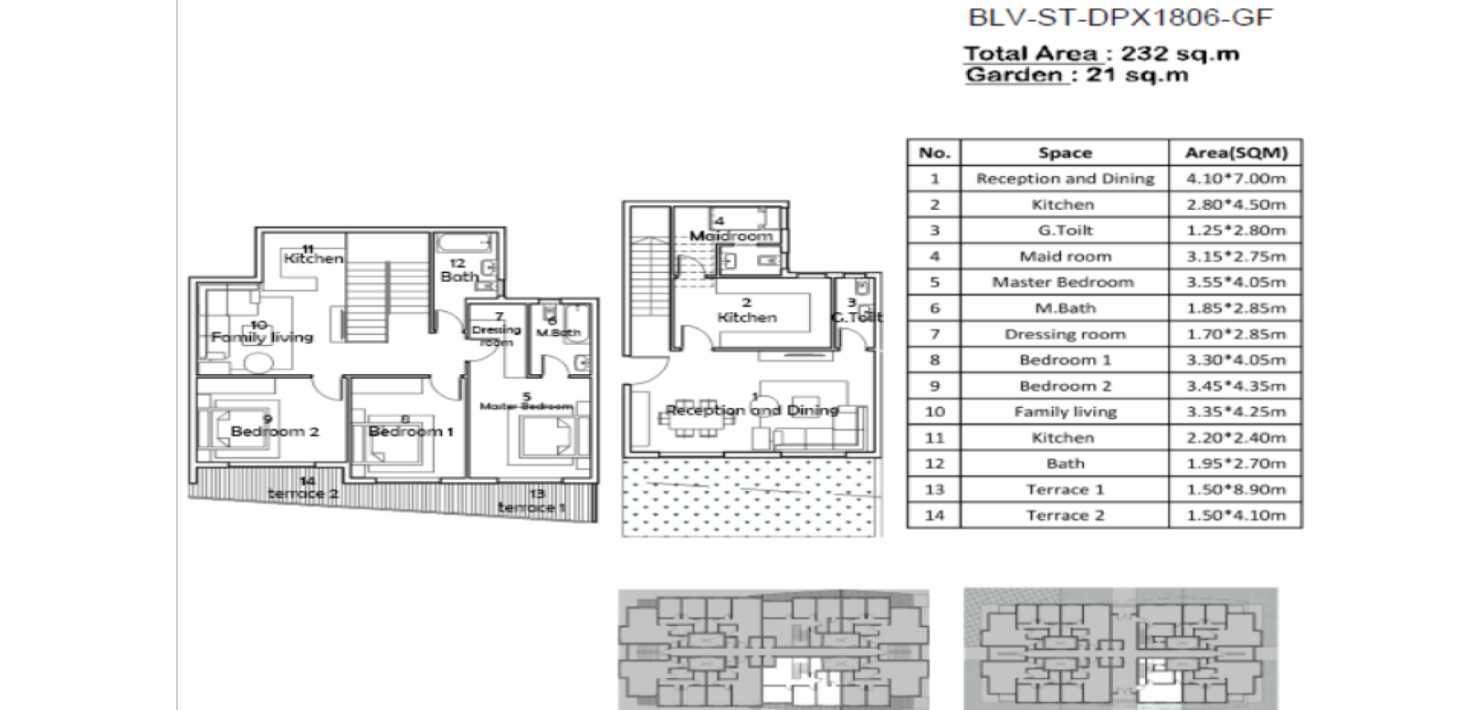 Floor plan for duplex at Belva