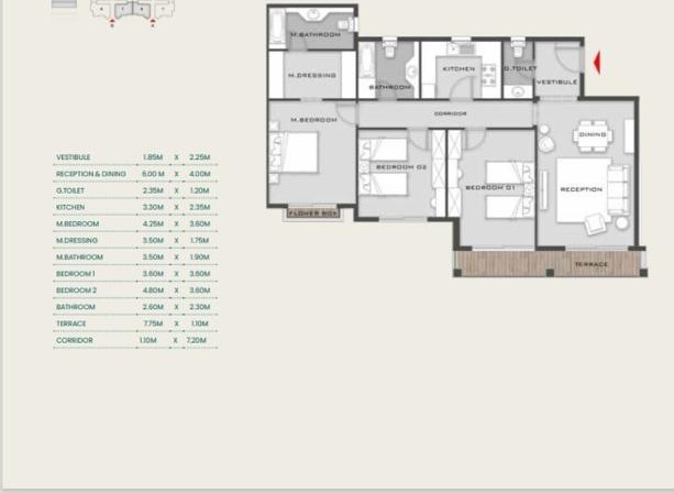 Floor plan for apartment at Aliva Mountain View Mostakbal City