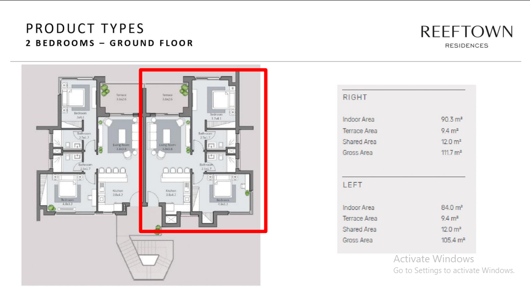 Floor plan for apartment at Reef Town