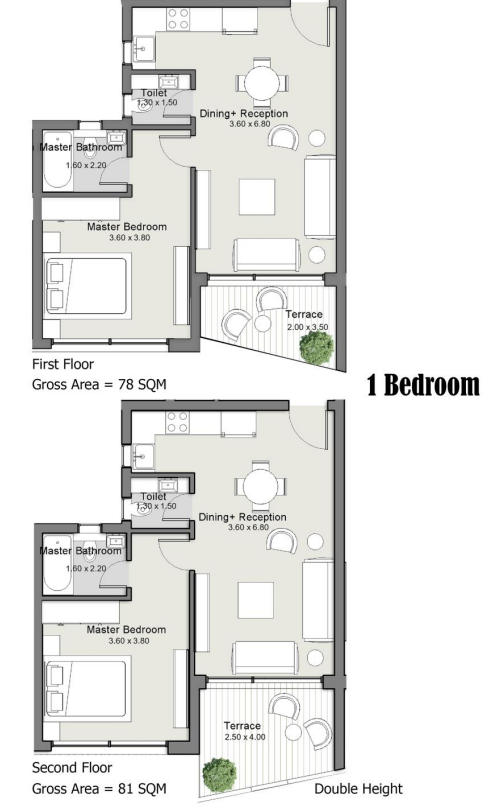 Floor plan for studio at The Median Residences