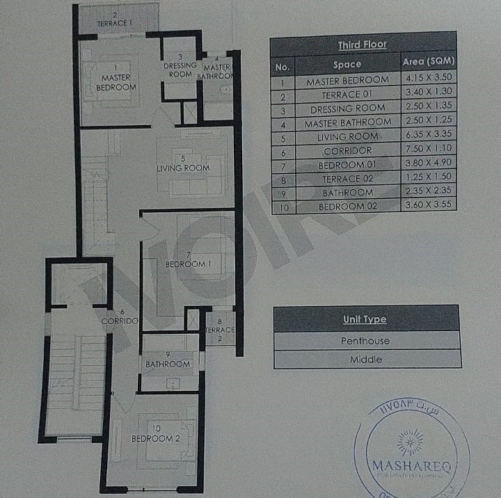 Floor plan for penthouse at Ivoire West