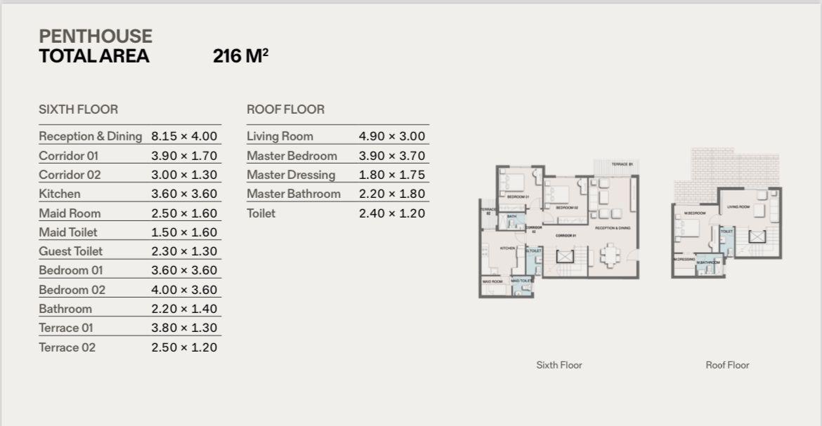 Floor plan for penthouse at Telal East