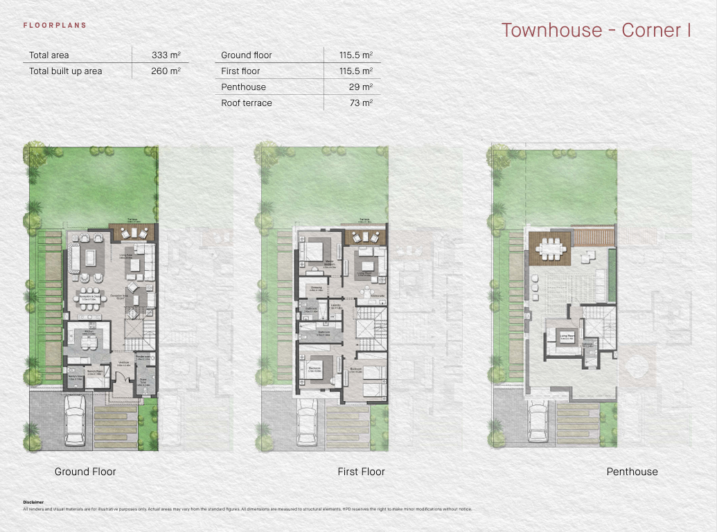 Floor plan for townhouse at Tawny
