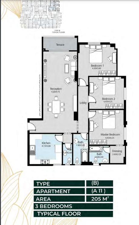 Floor plan for apartment at Oro New capital