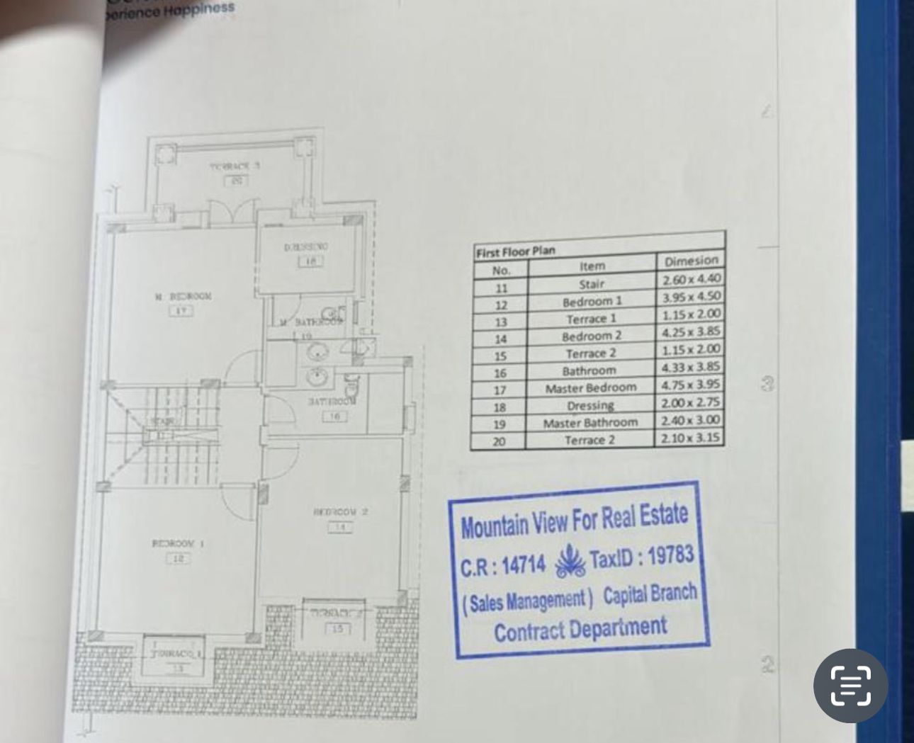 Floor plan for villa at Mountain View 4
