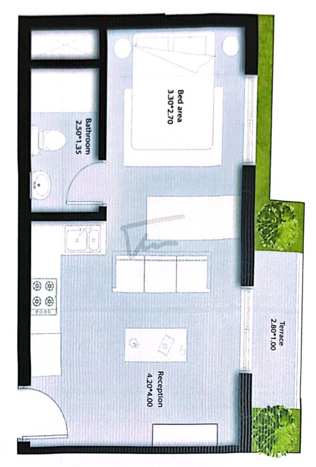 Floor plan for studio at Notion