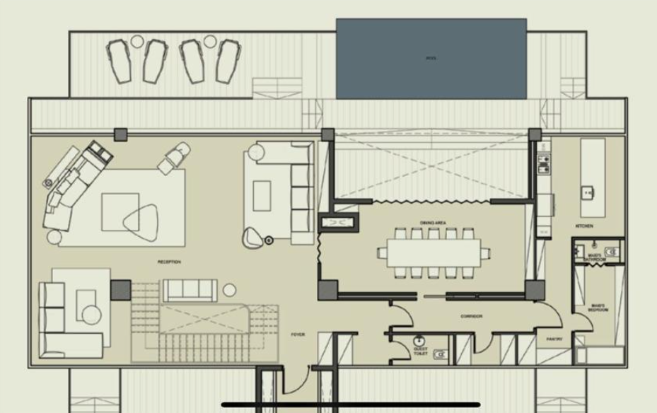 Floor plan for penthouse at Edge