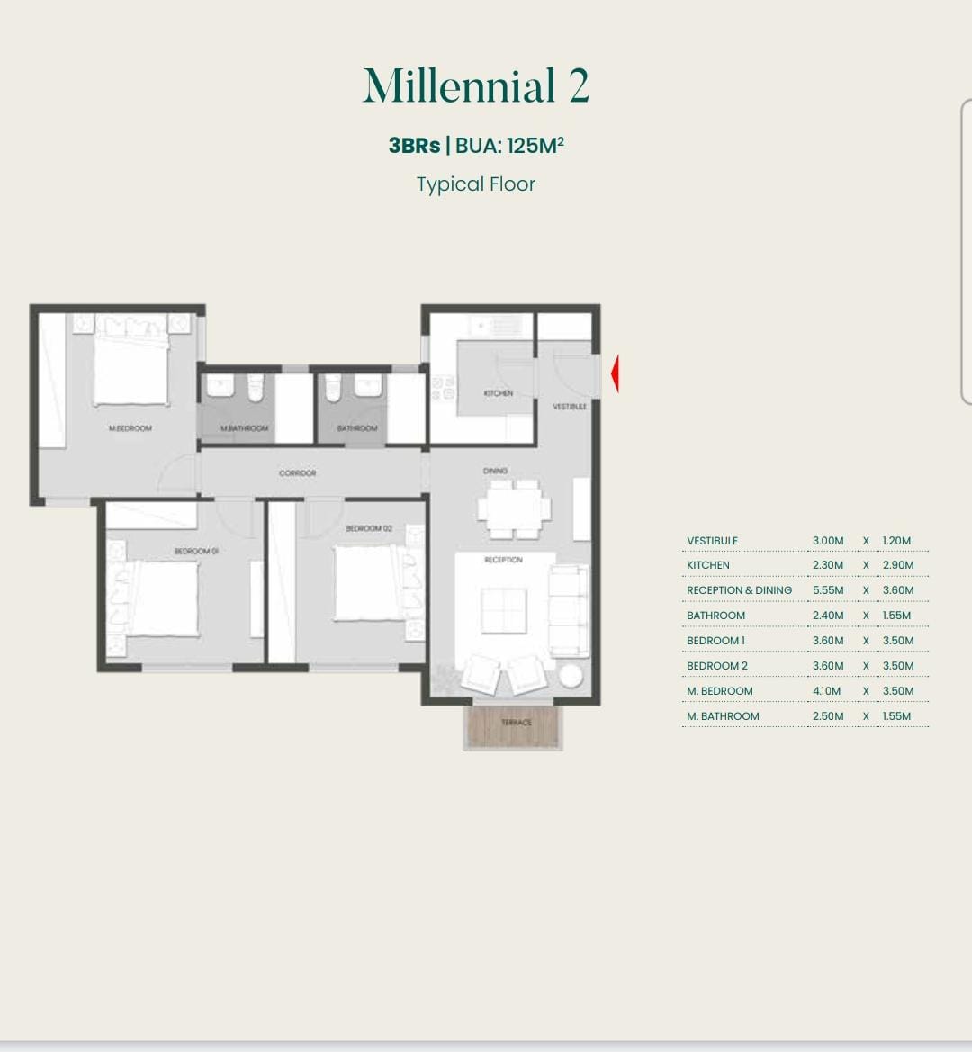 Floor plan for apartment at Aliva Mountain View Mostakbal City
