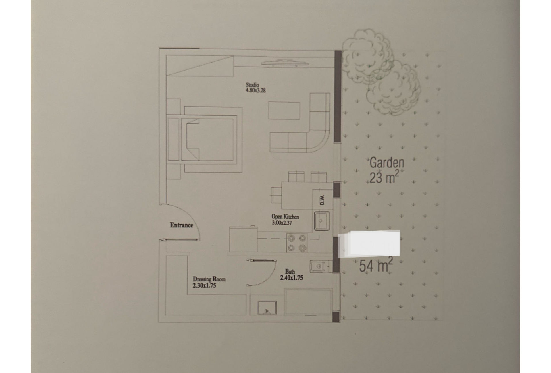Floor plan for studio at Sky Ramp