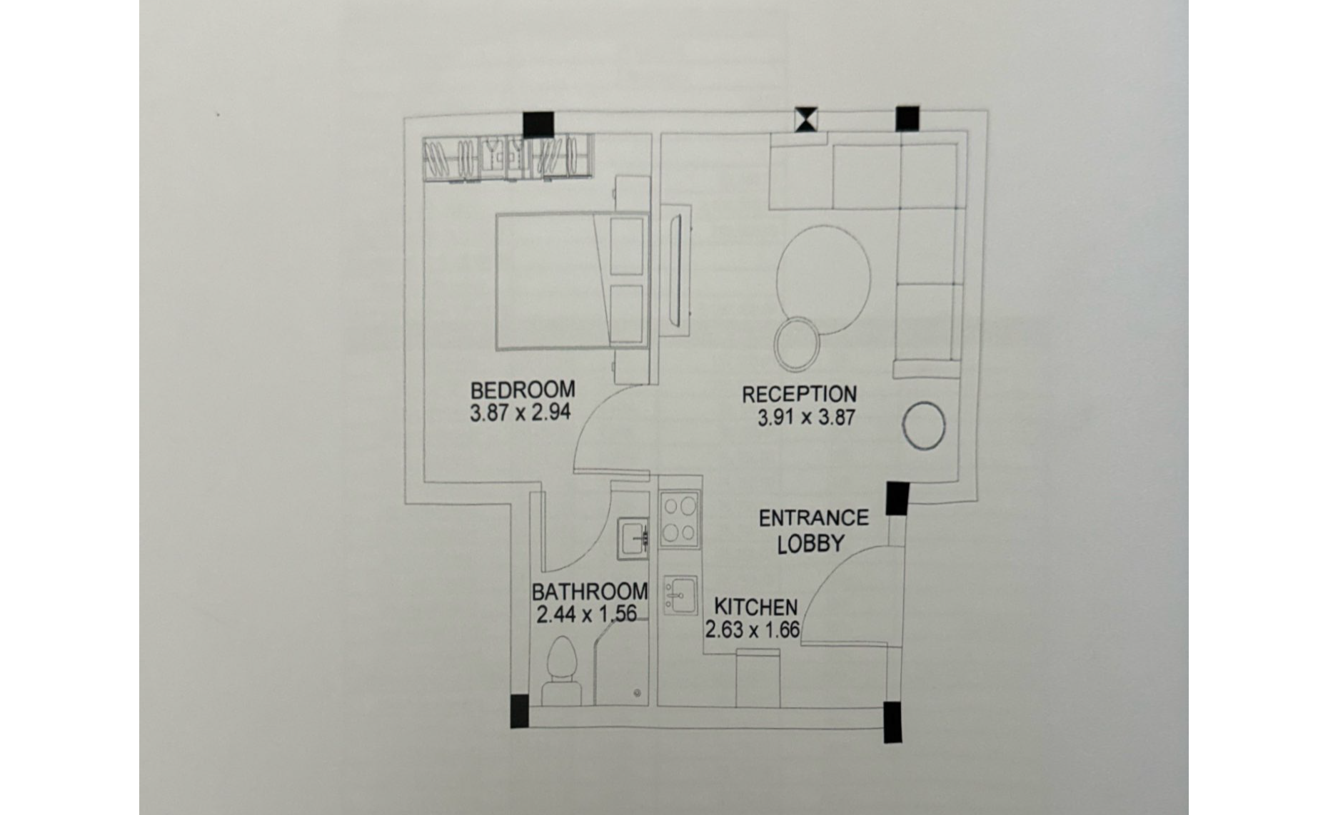 Floor plan for studio at White Residence