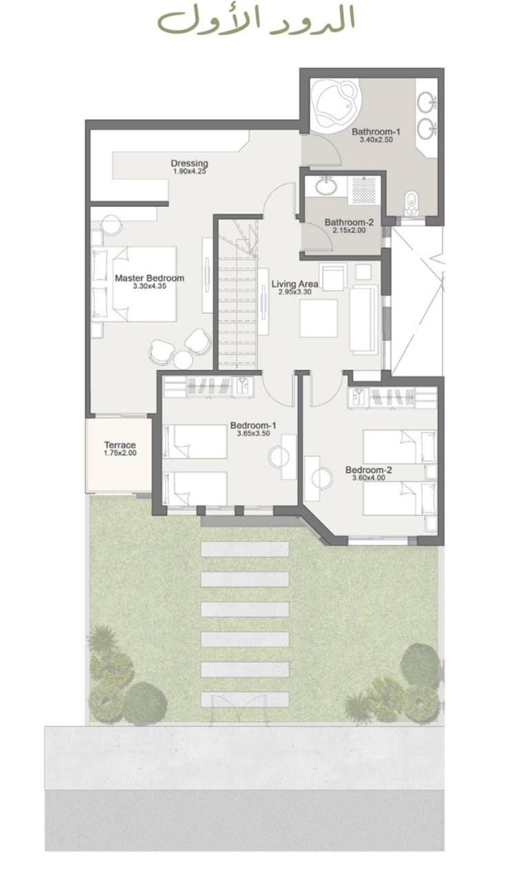 Floor plan for duplex at Sarai