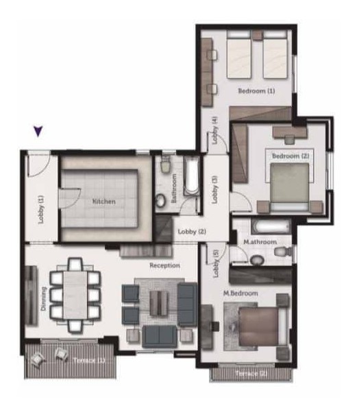 Floor plan for apartment at Galleria Residence