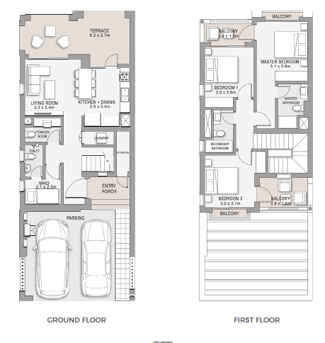 Floor plan for townhouse at SKAIA  Marassi