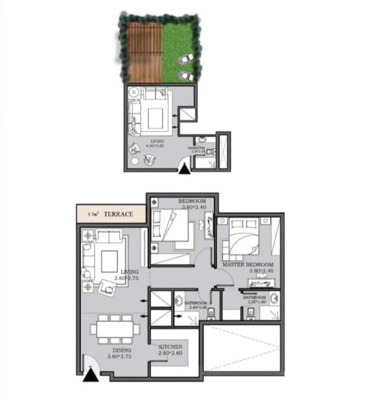 Floor plan for duplex at Peerage Residence