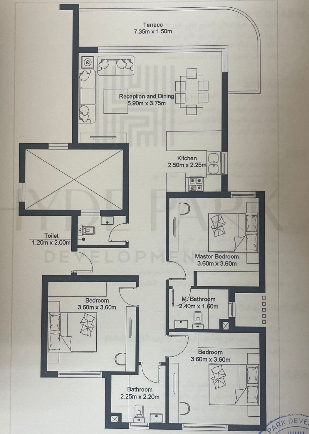 Floor plan for chalet at Hyde Park North - Seashore
