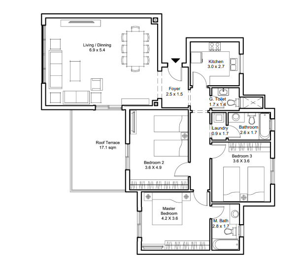 Floor plan for apartment at DISTRICT 5