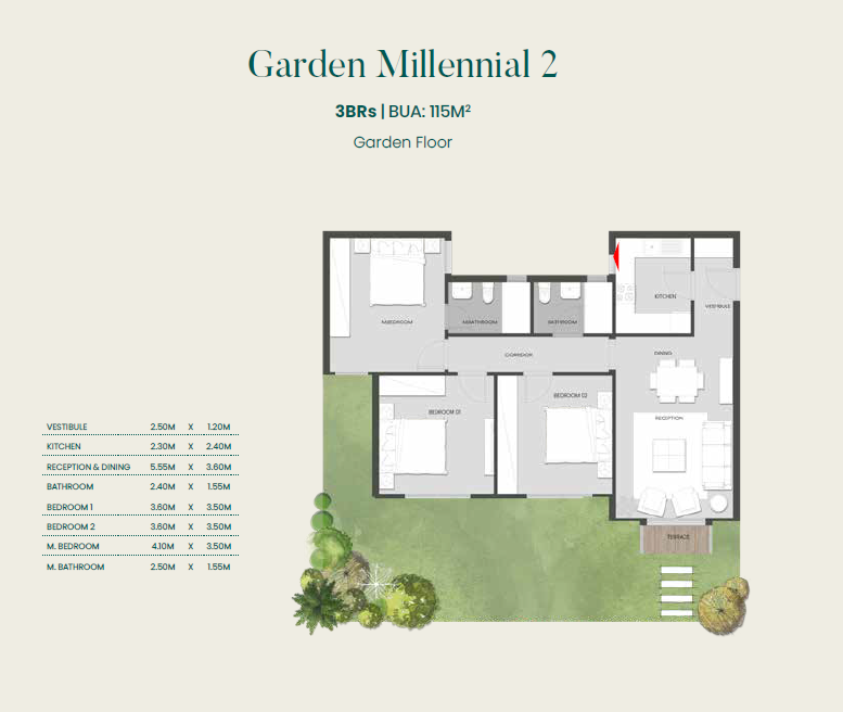 Floor plan for apartment at Aliva Mountain View Mostakbal City