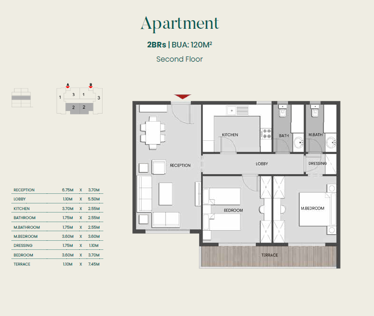 Floor plan for apartment at Aliva Mountain View Mostakbal City