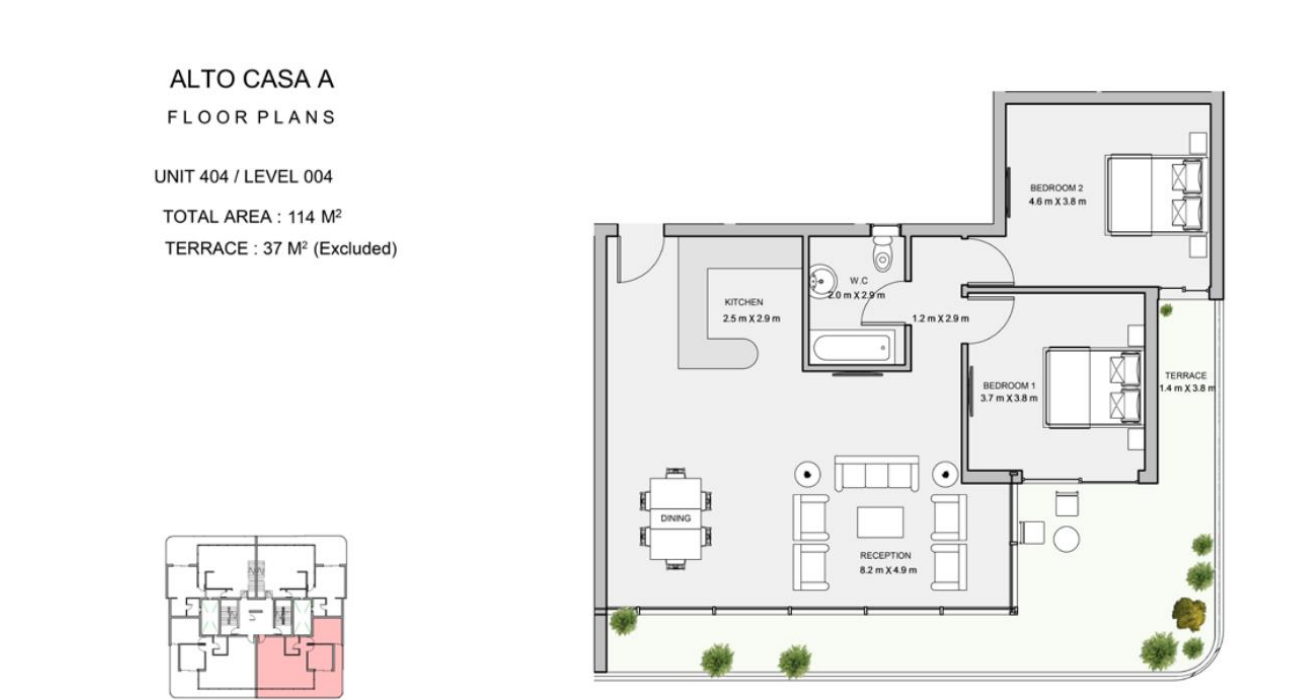 Floor plan for duplex at Atika