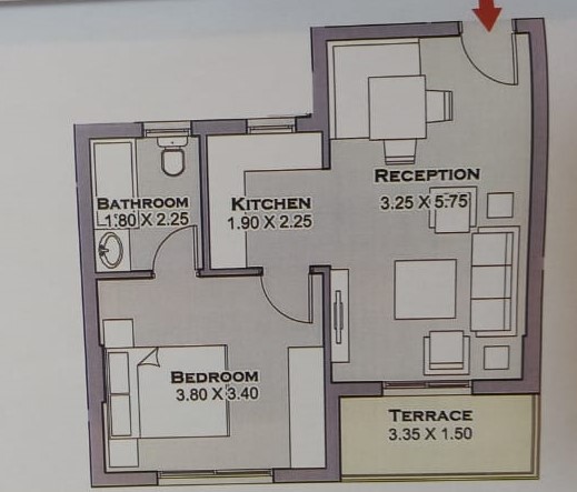 Floor plan for studio at Taj City
