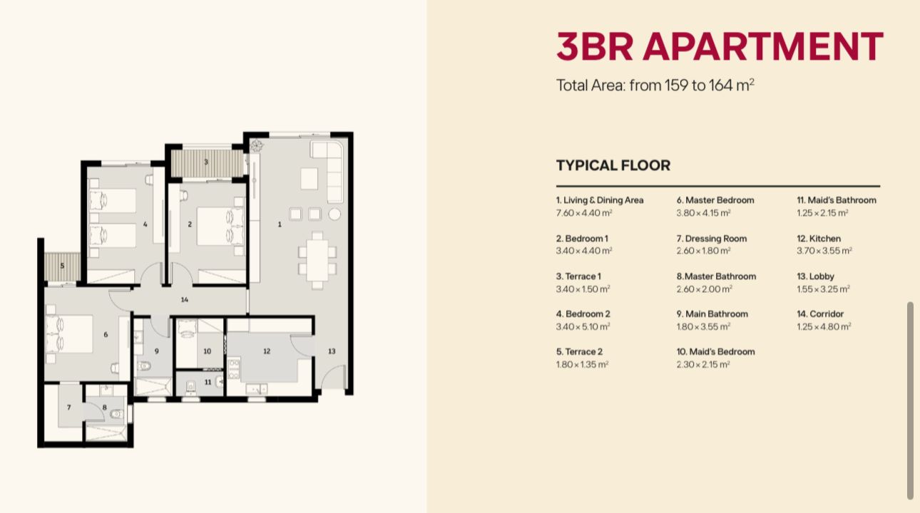 Floor plan for apartment at Ivoire West