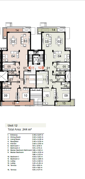 Floor plan for apartment at Mazarine