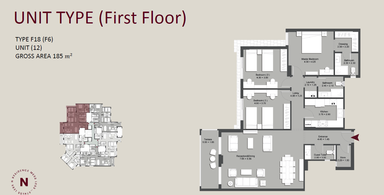 Floor plan for apartment at N Residence