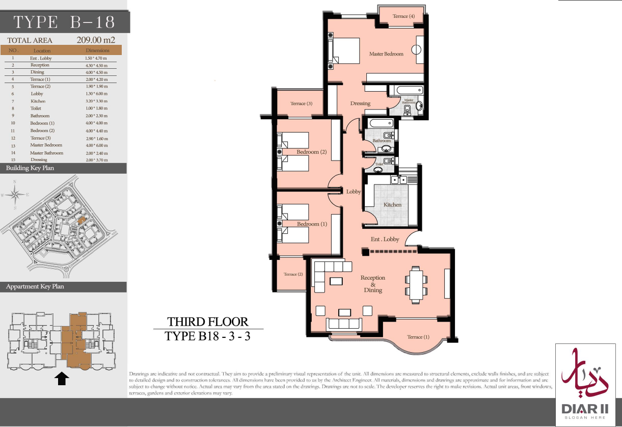 Floor plan for penthouse at Diar II