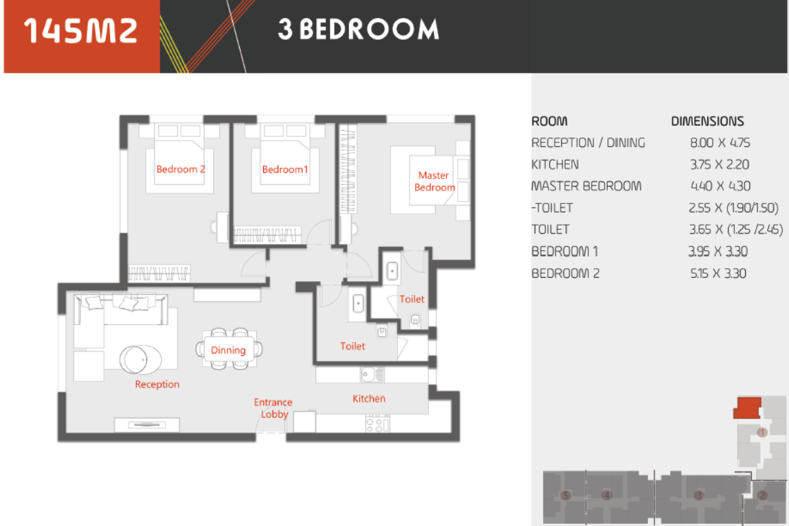 Floor plan for apartment at Al Karma Kay