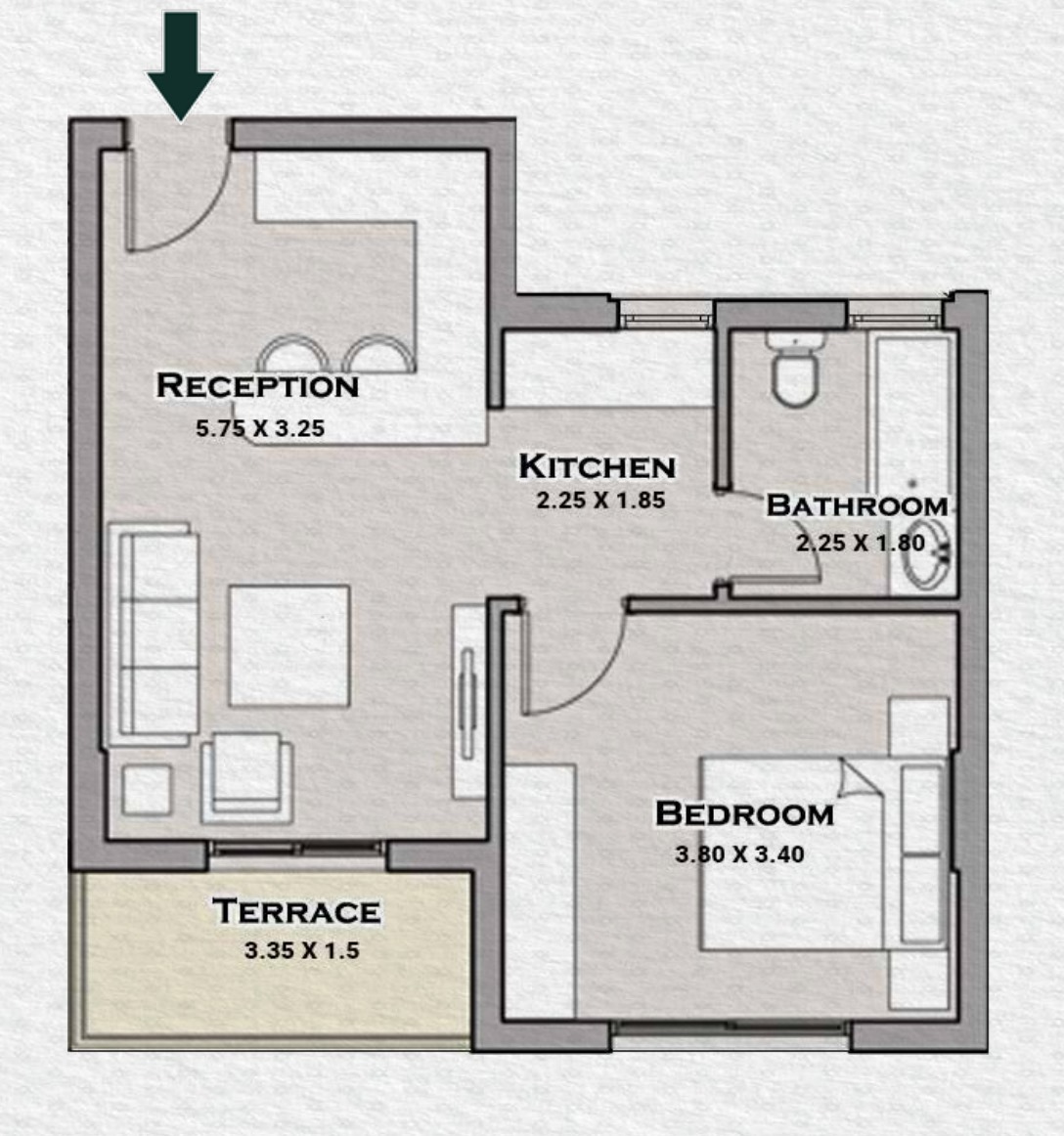 Floor plan for studio at Sarai