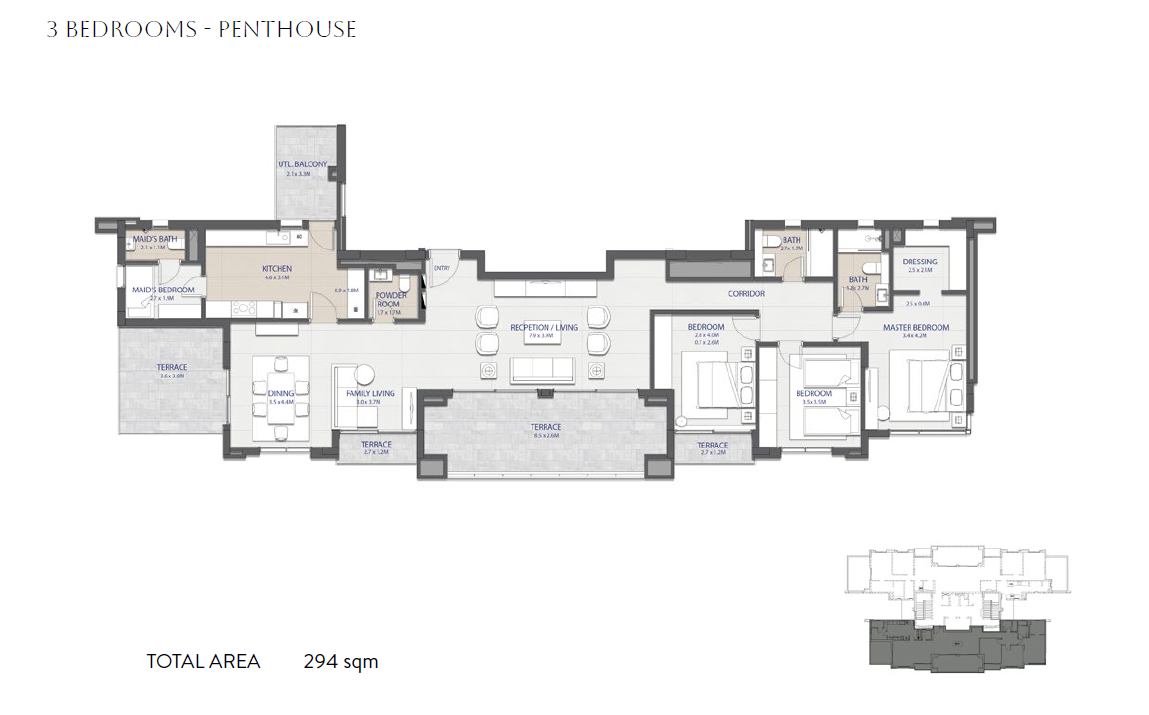 Floor plan for penthouse at Sapphire Residence