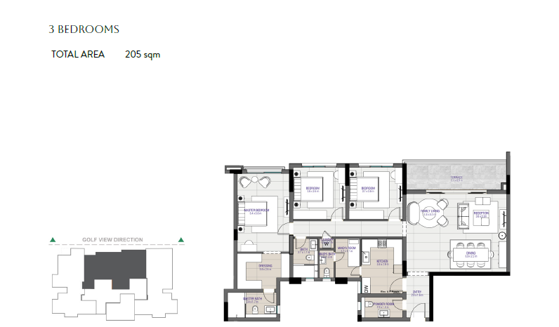 Floor plan for apartment at Sapphire Golf Residences