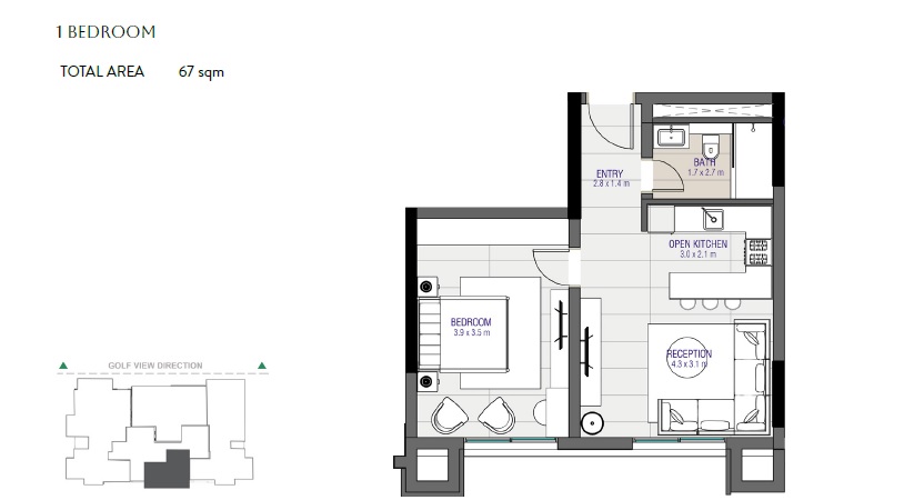 Floor plan for apartment at Sapphire Golf Residences