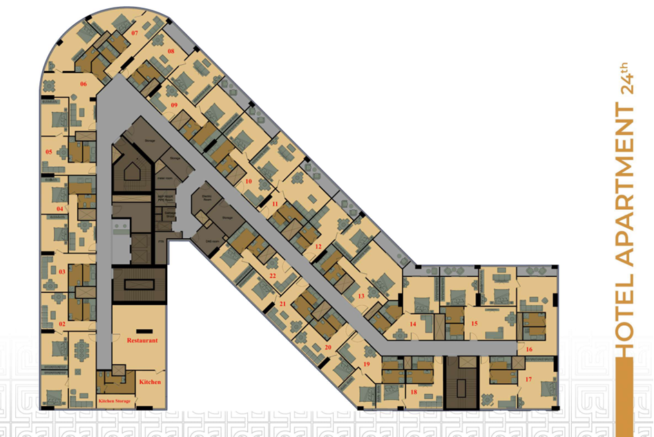 Floor plan for apartment at Moonreal Tower