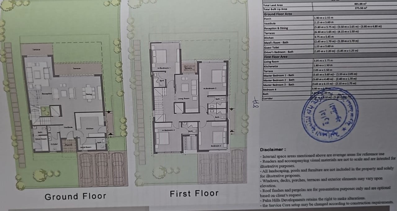Floor plan for villa at Badya