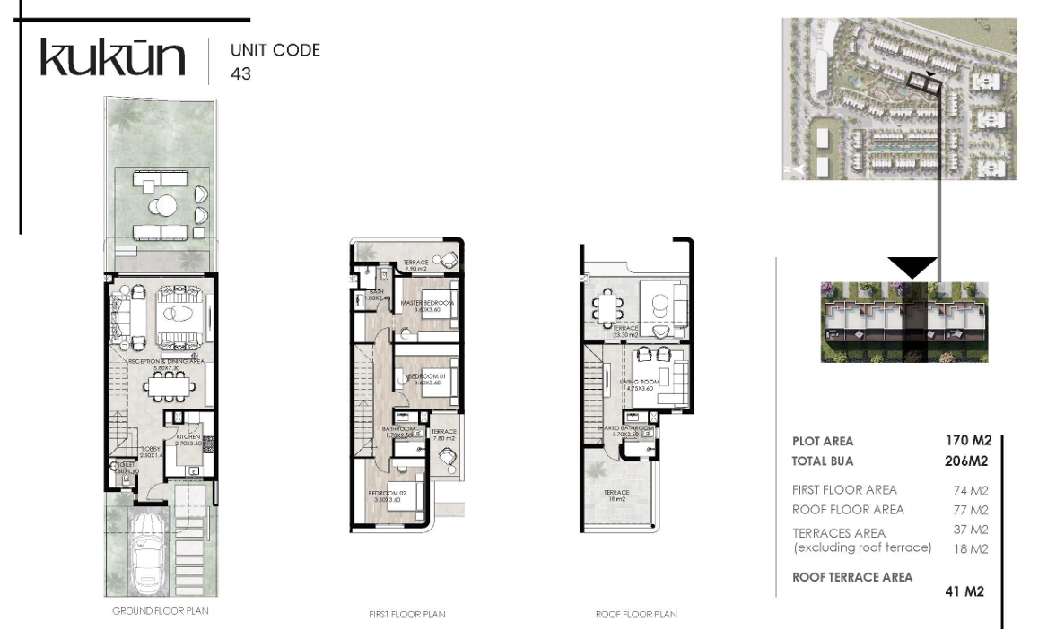 Floor plan for townhouse at Kukun